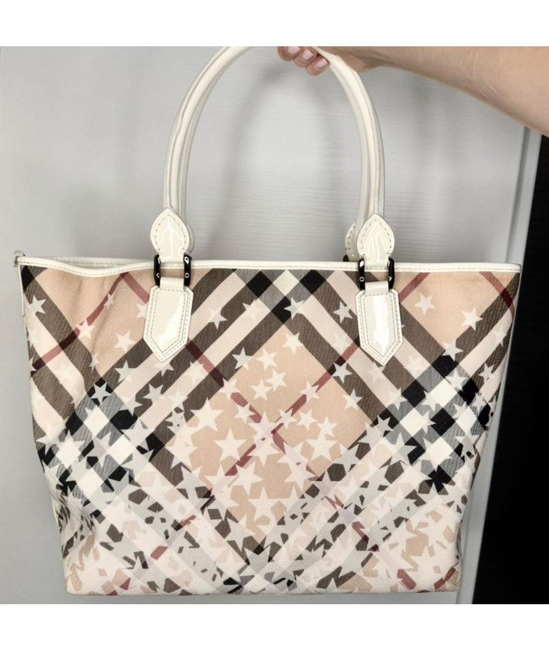 BURBERRY Бежевая кожаная сумка тоут, фото 6