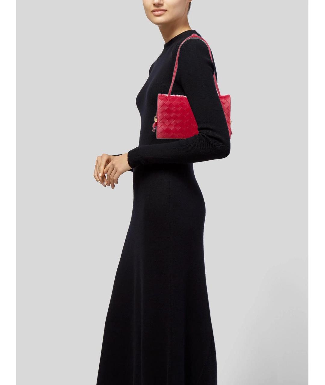 BOTTEGA VENETA Красная кожаная сумка с короткими ручками, фото 7
