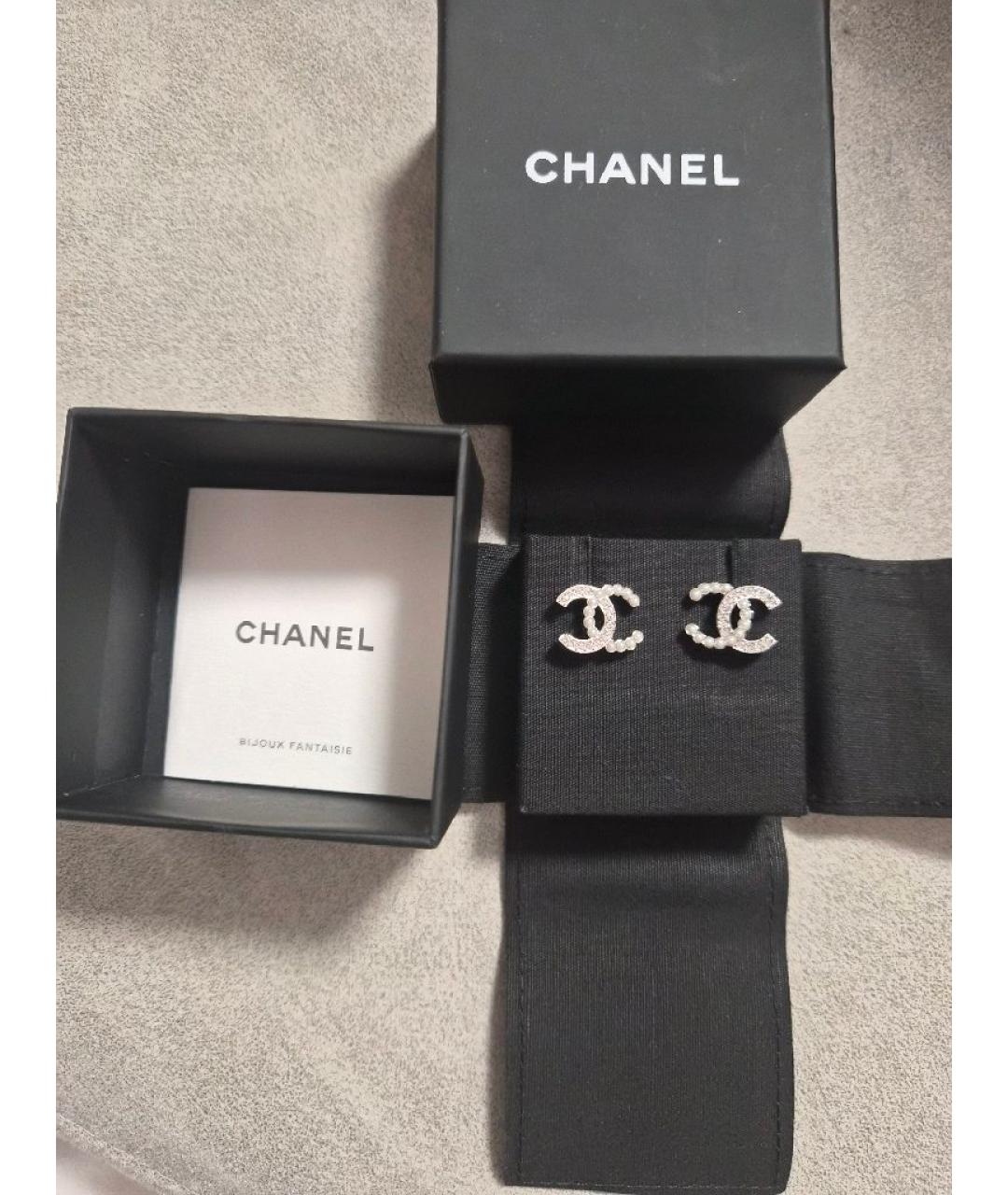 CHANEL Серебряные металлические серьги, фото 3