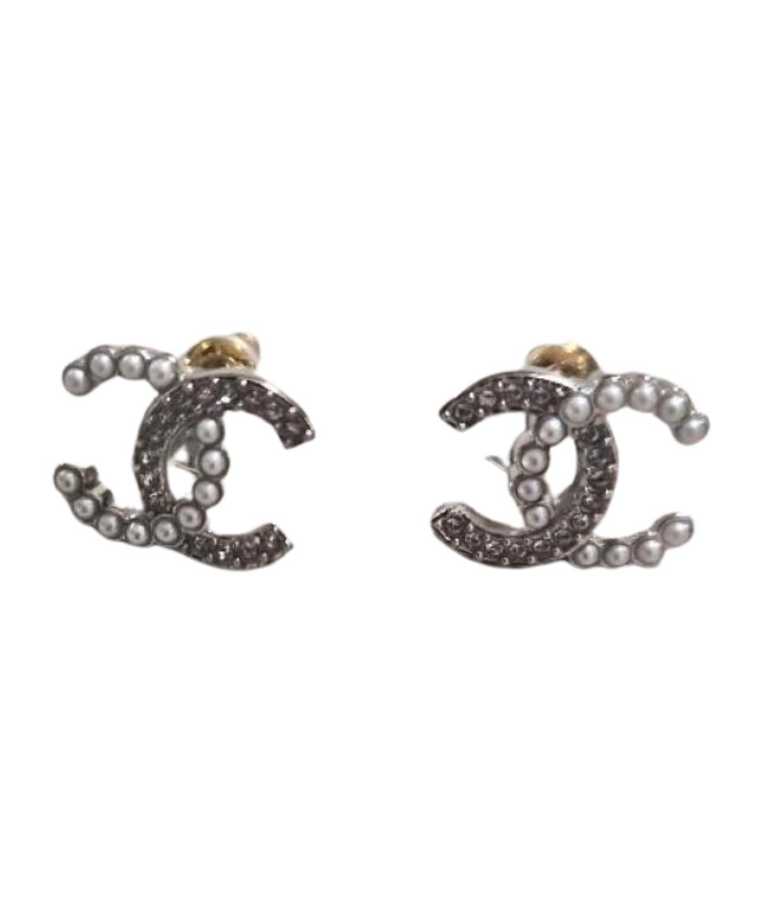 CHANEL Серебряные металлические серьги, фото 1