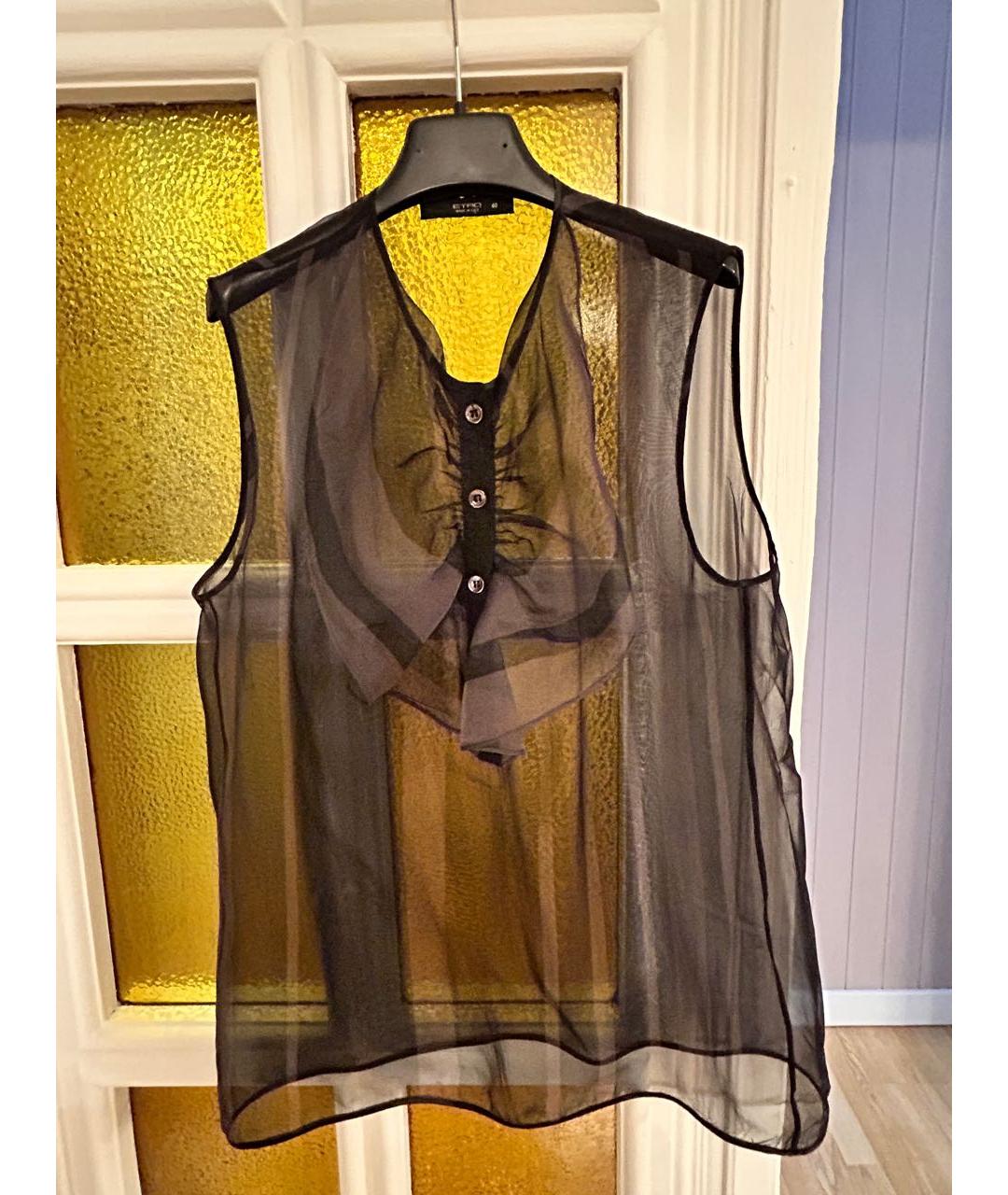 ETRO Антрацитовая шелковая блузы, фото 7