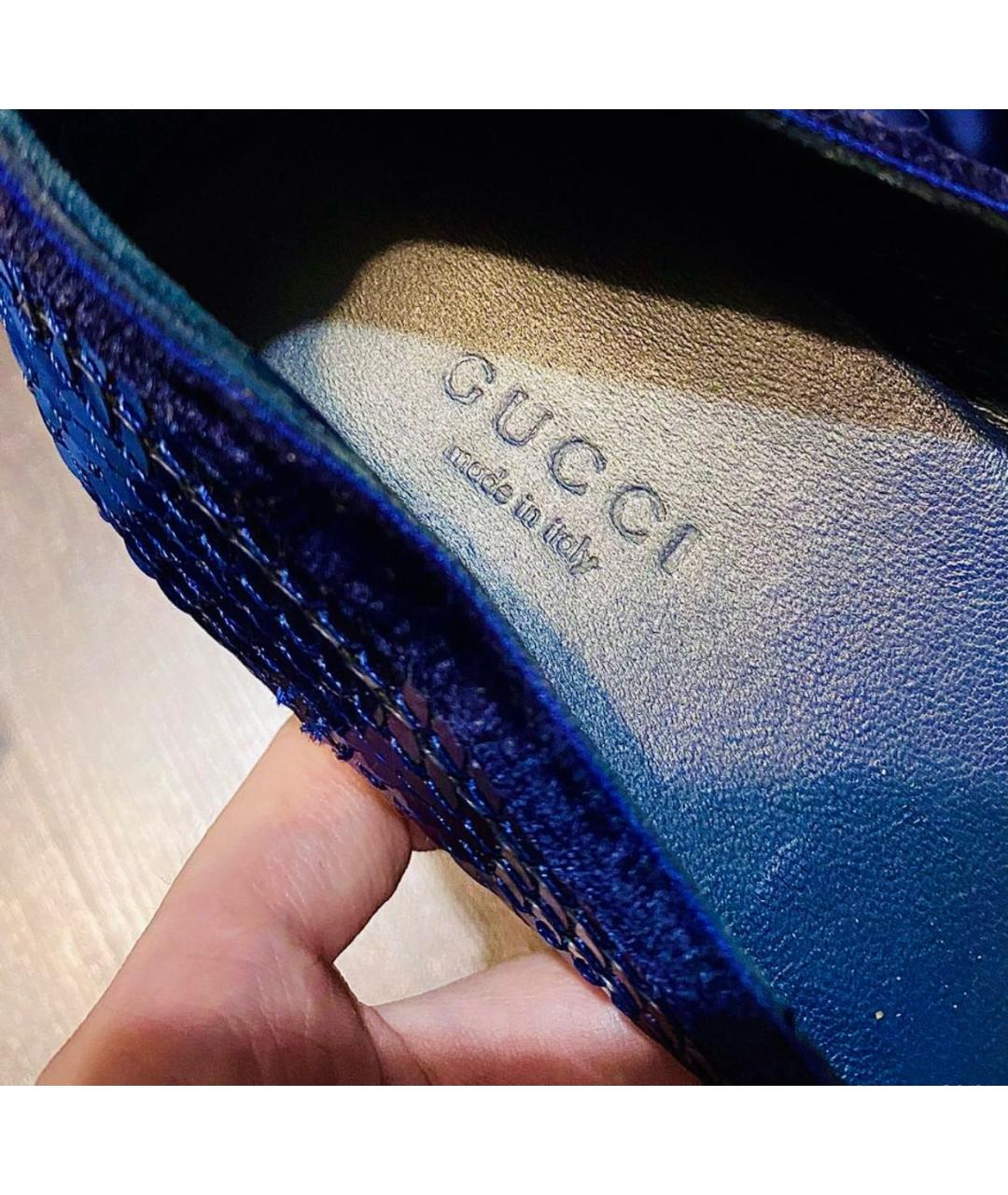 GUCCI Синие кожаные балетки, фото 3