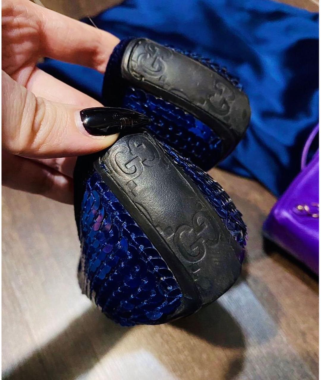 GUCCI Синие кожаные балетки, фото 4