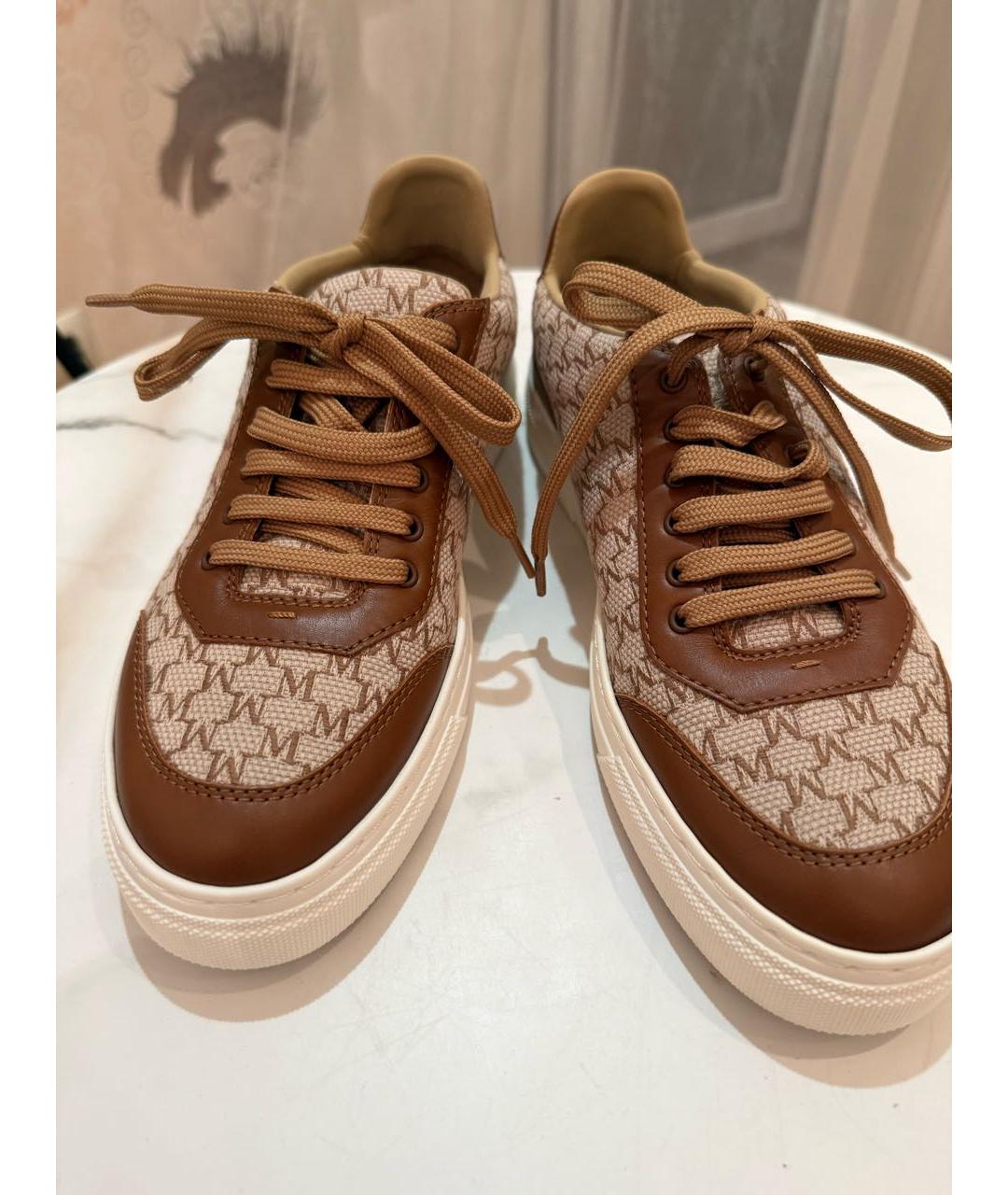 WEEKEND MAX MARA Коричневые текстильные кеды, фото 2