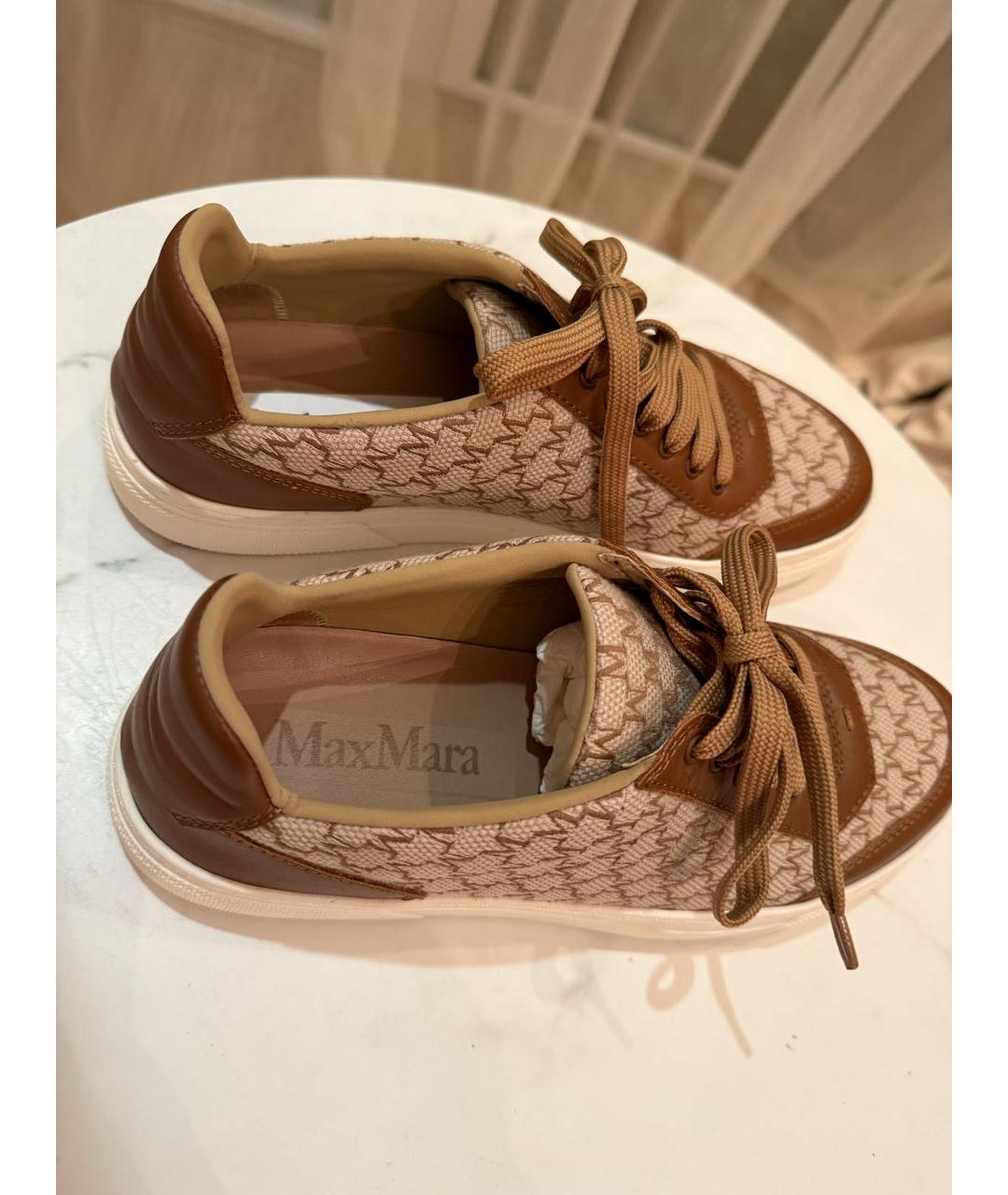 WEEKEND MAX MARA Коричневые текстильные кеды, фото 3