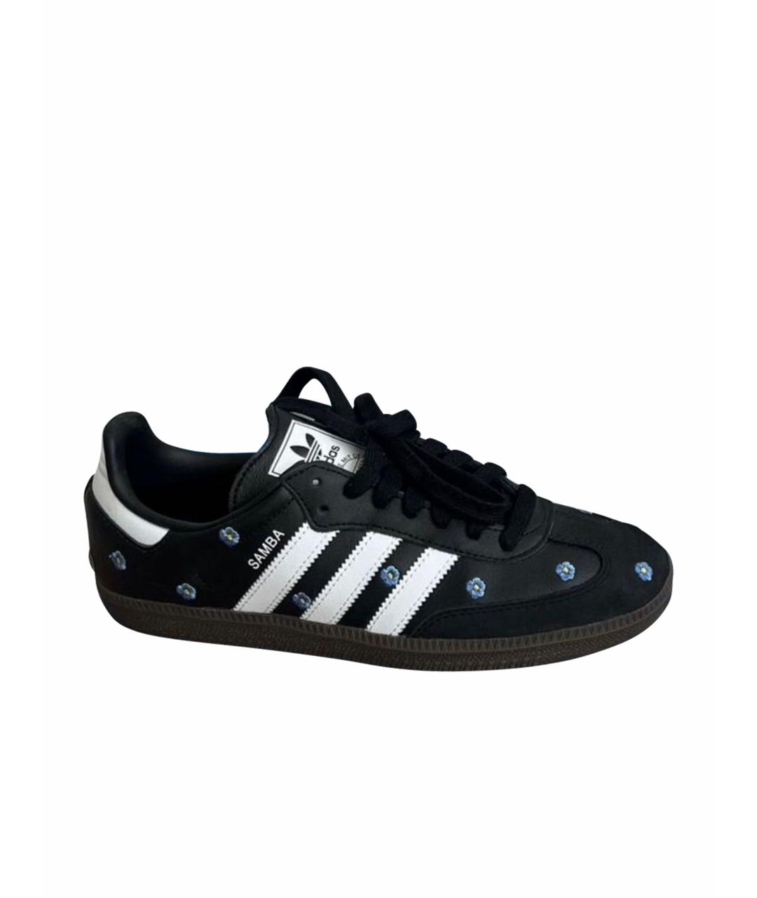 ADIDAS Черные кожаные кеды, фото 1