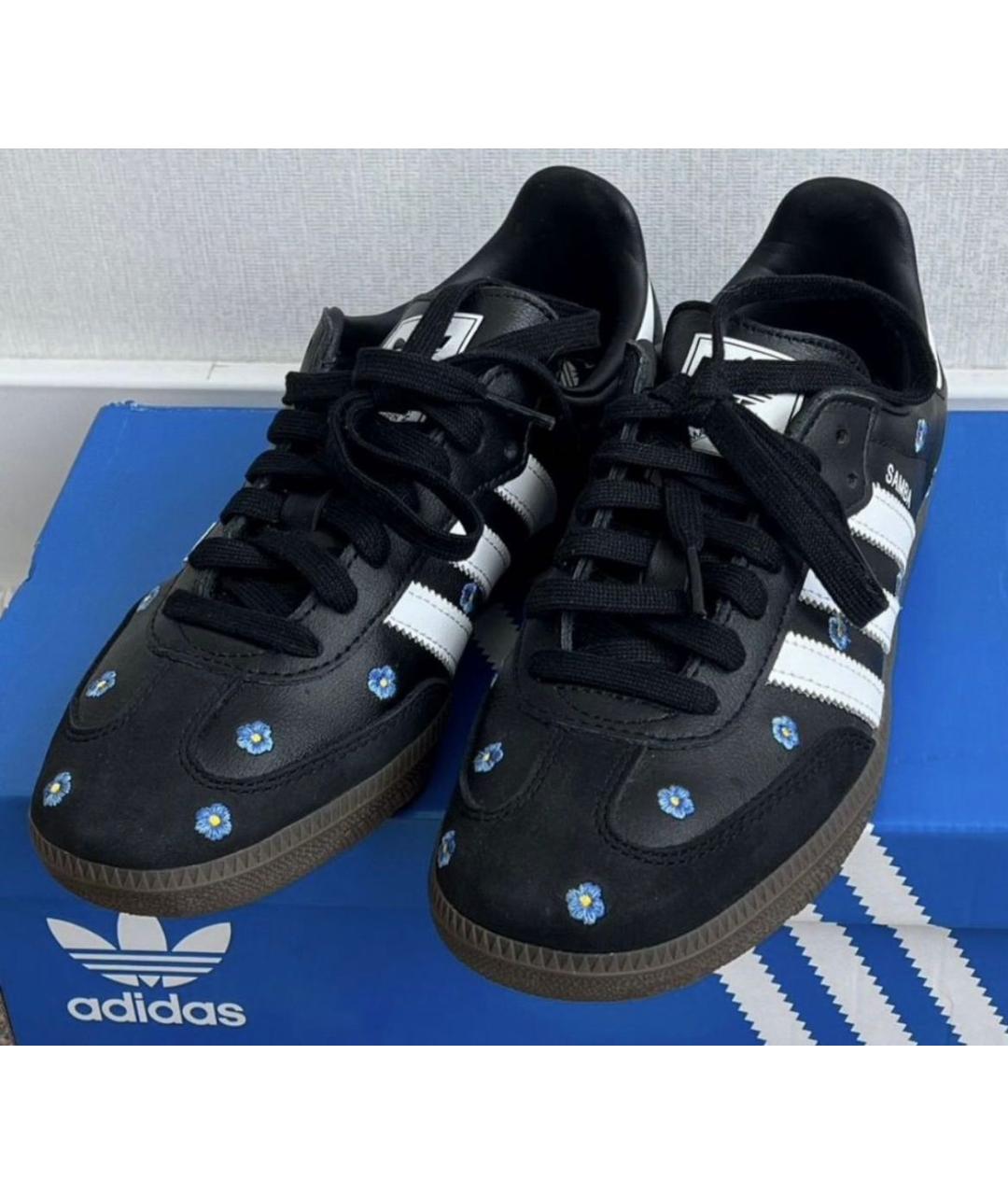 ADIDAS Черные кожаные кеды, фото 2