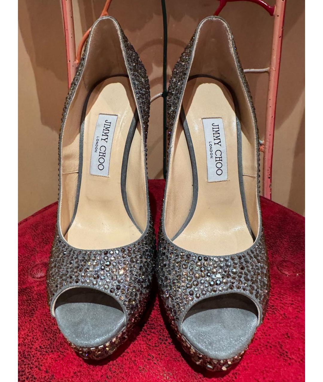 JIMMY CHOO Серебряные кожаные туфли, фото 2