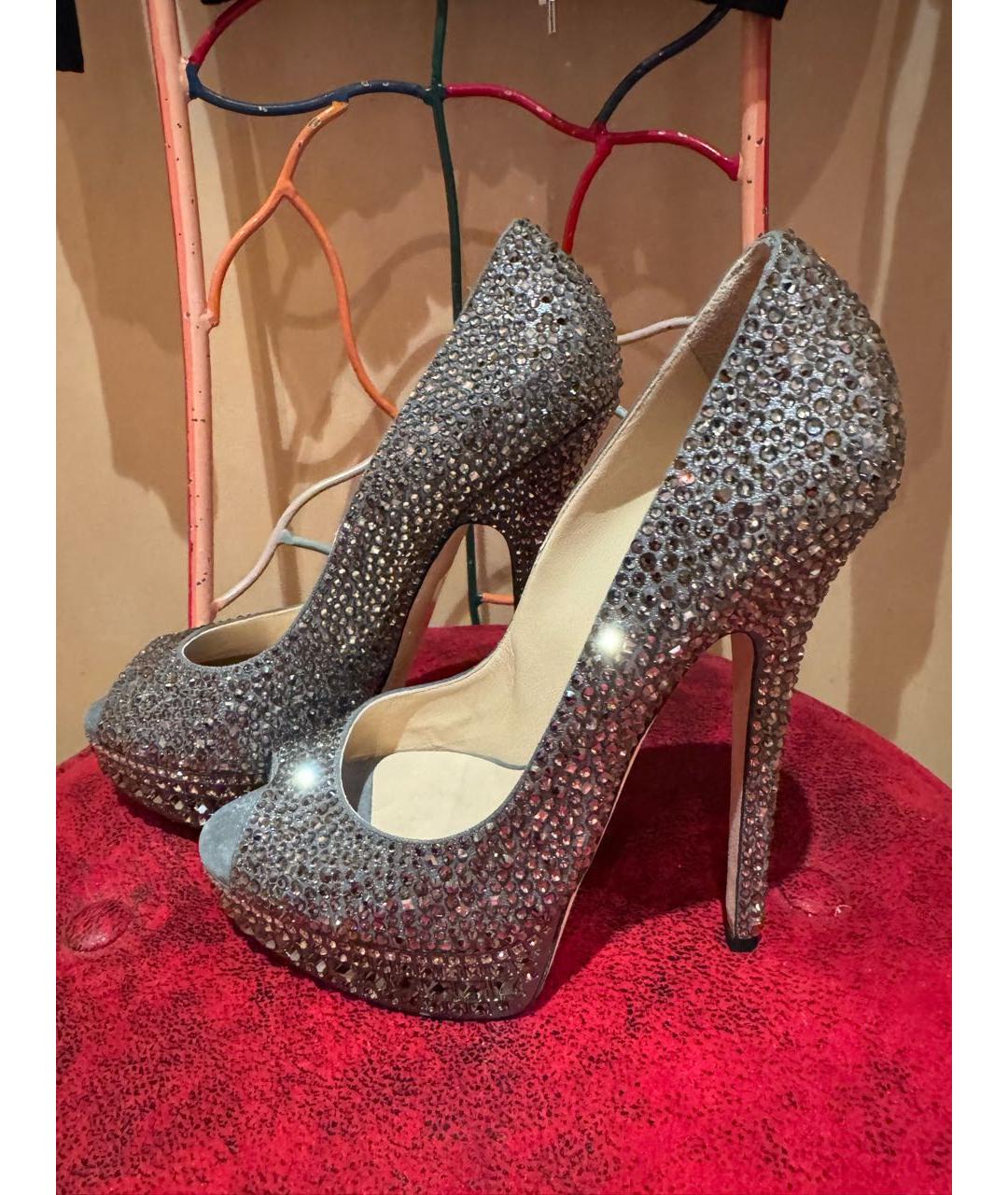 JIMMY CHOO Серебряные кожаные туфли, фото 7