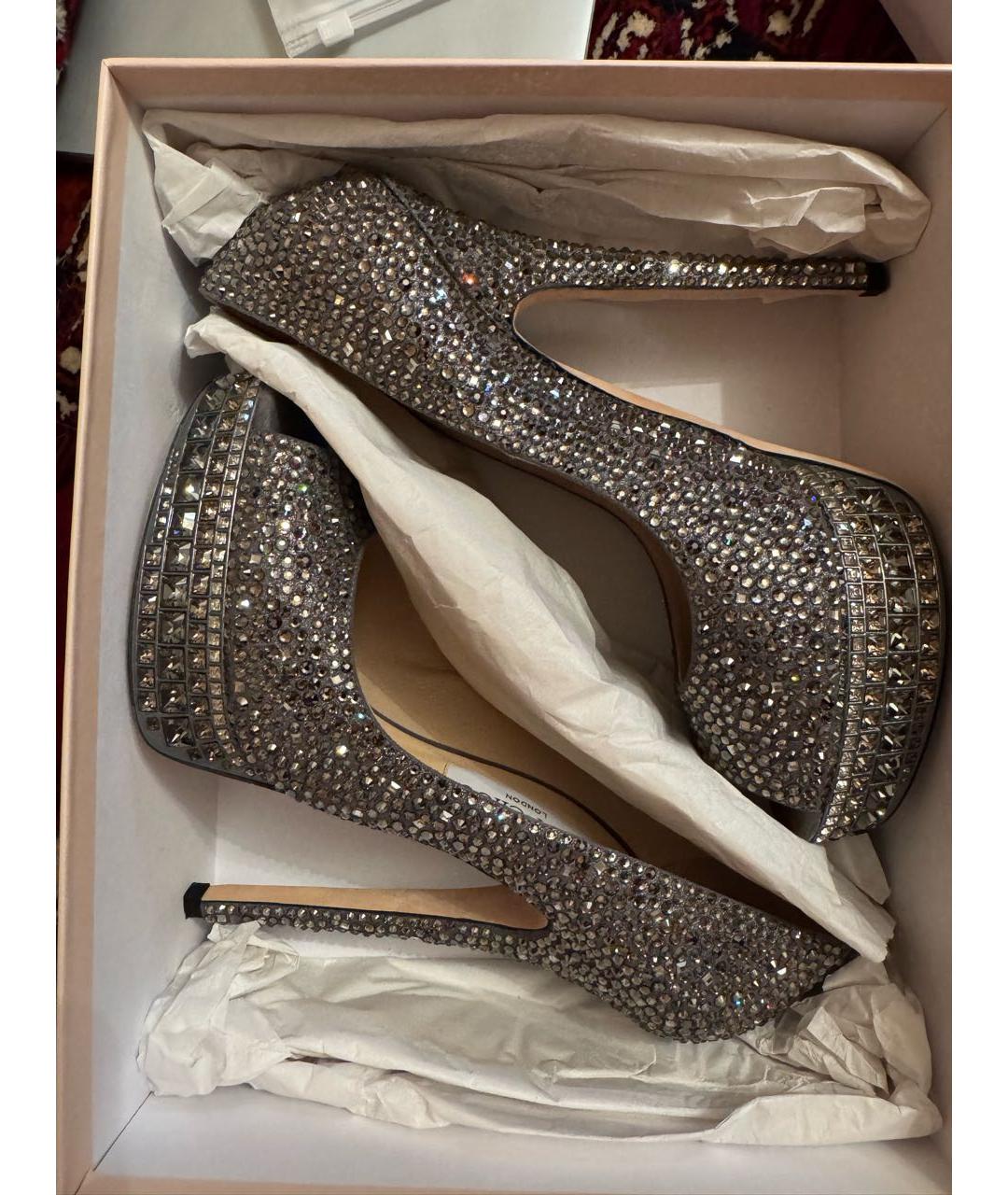 JIMMY CHOO Серебряные кожаные туфли, фото 3