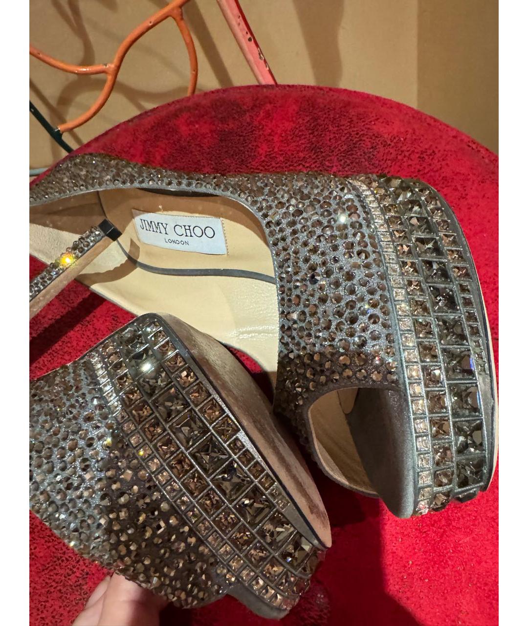 JIMMY CHOO Серебряные кожаные туфли, фото 4