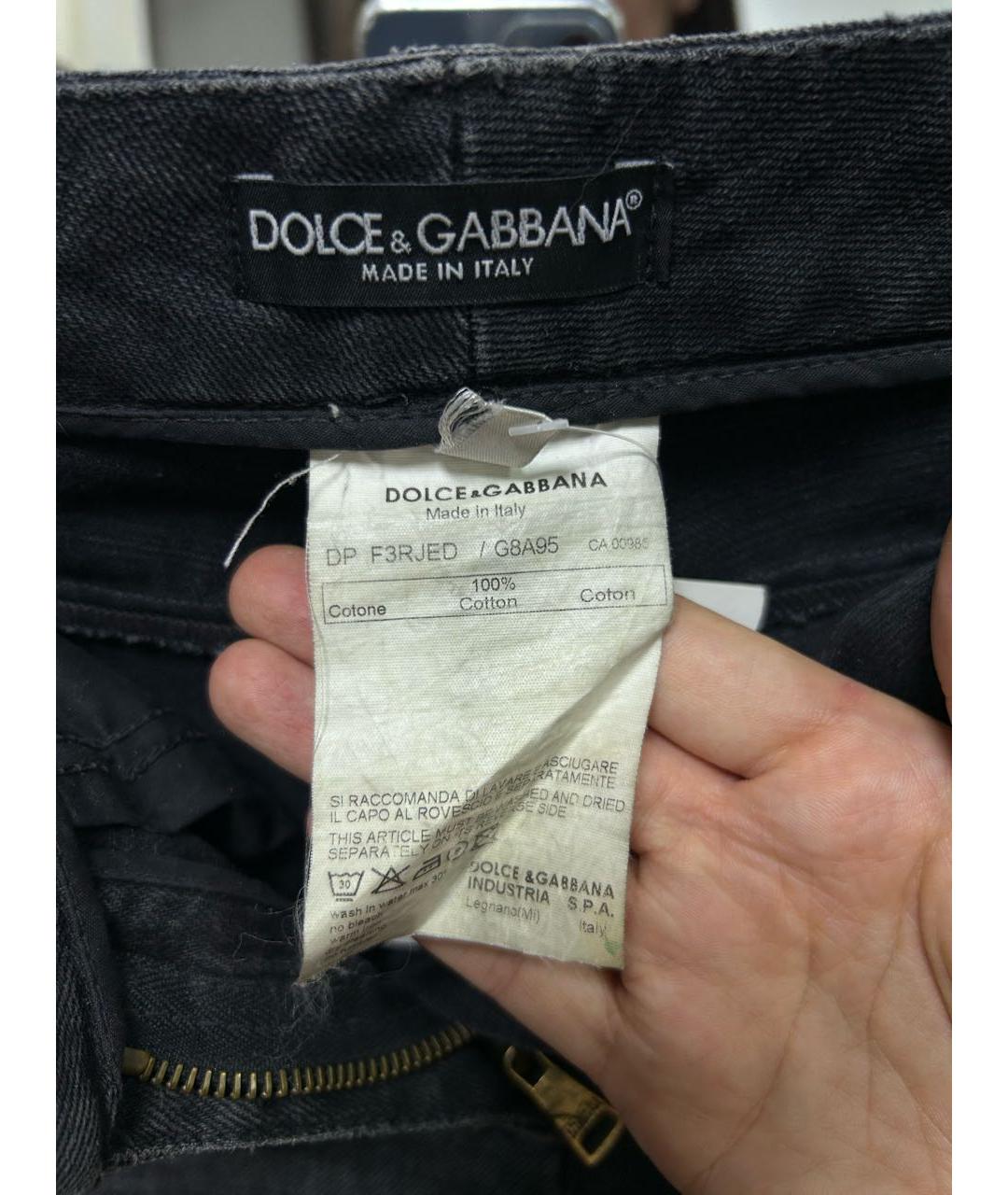 DOLCE&GABBANA Антрацитовые хлопковые прямые джинсы, фото 4