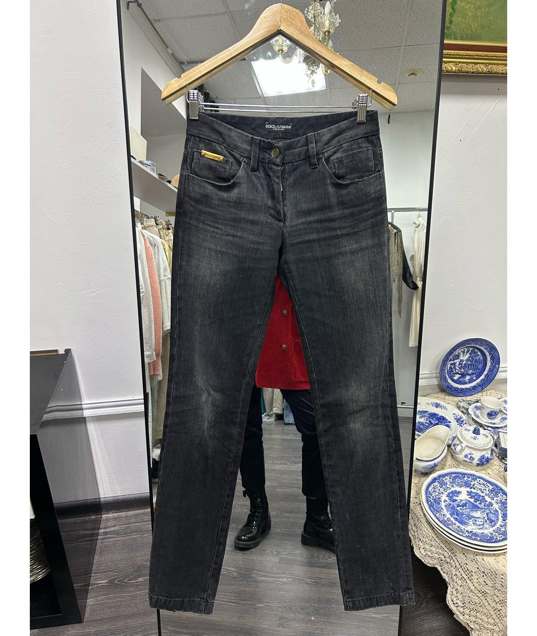 DOLCE&GABBANA Антрацитовые хлопковые прямые джинсы, фото 8