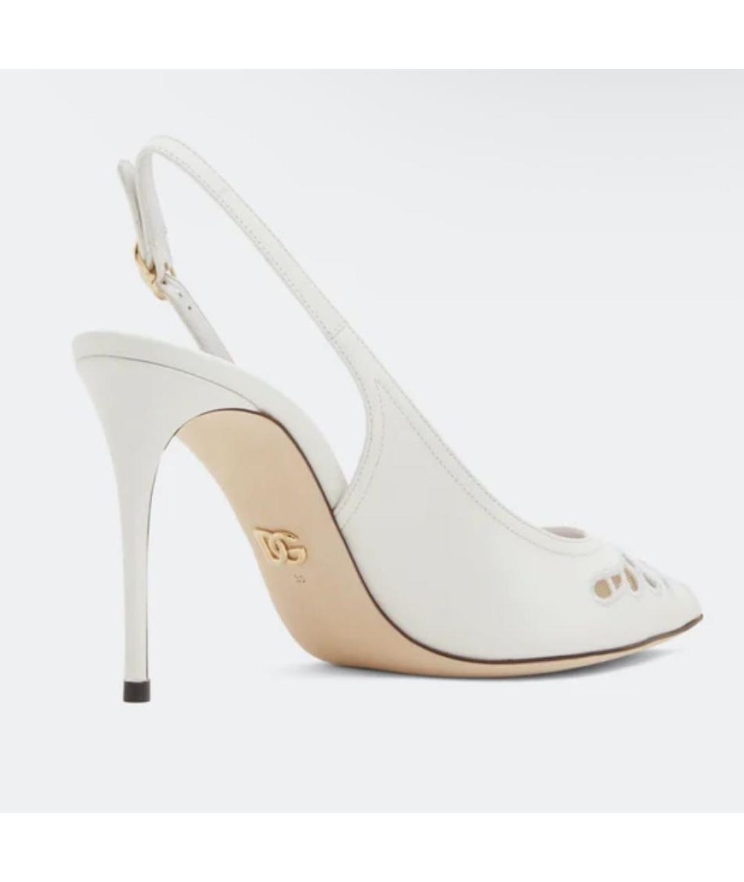 DOLCE&GABBANA Белые кожаные туфли, фото 2