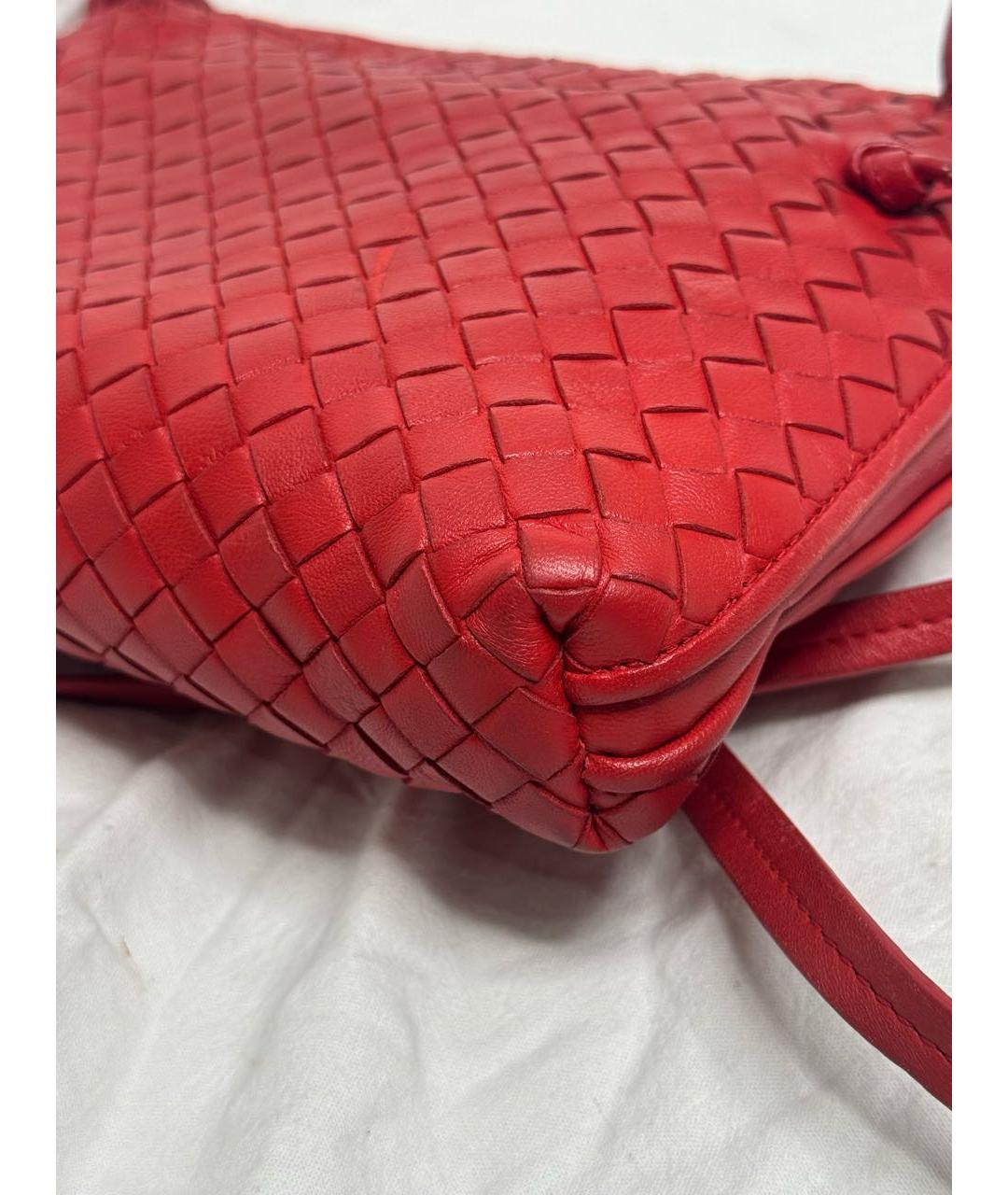 BOTTEGA VENETA Красная кожаная сумка через плечо, фото 5