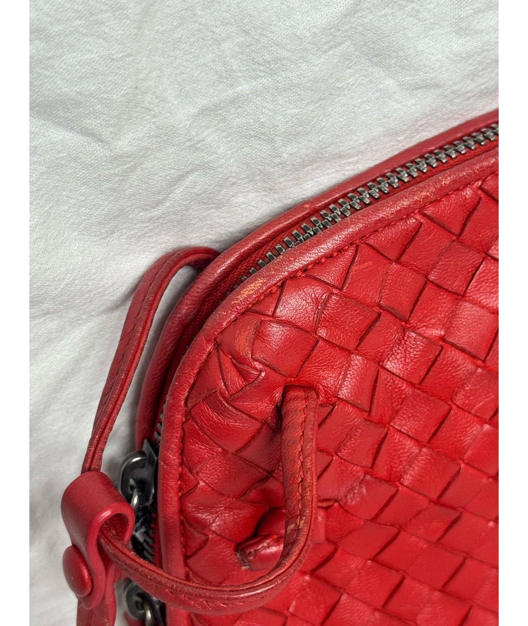 BOTTEGA VENETA Красная кожаная сумка через плечо, фото 2