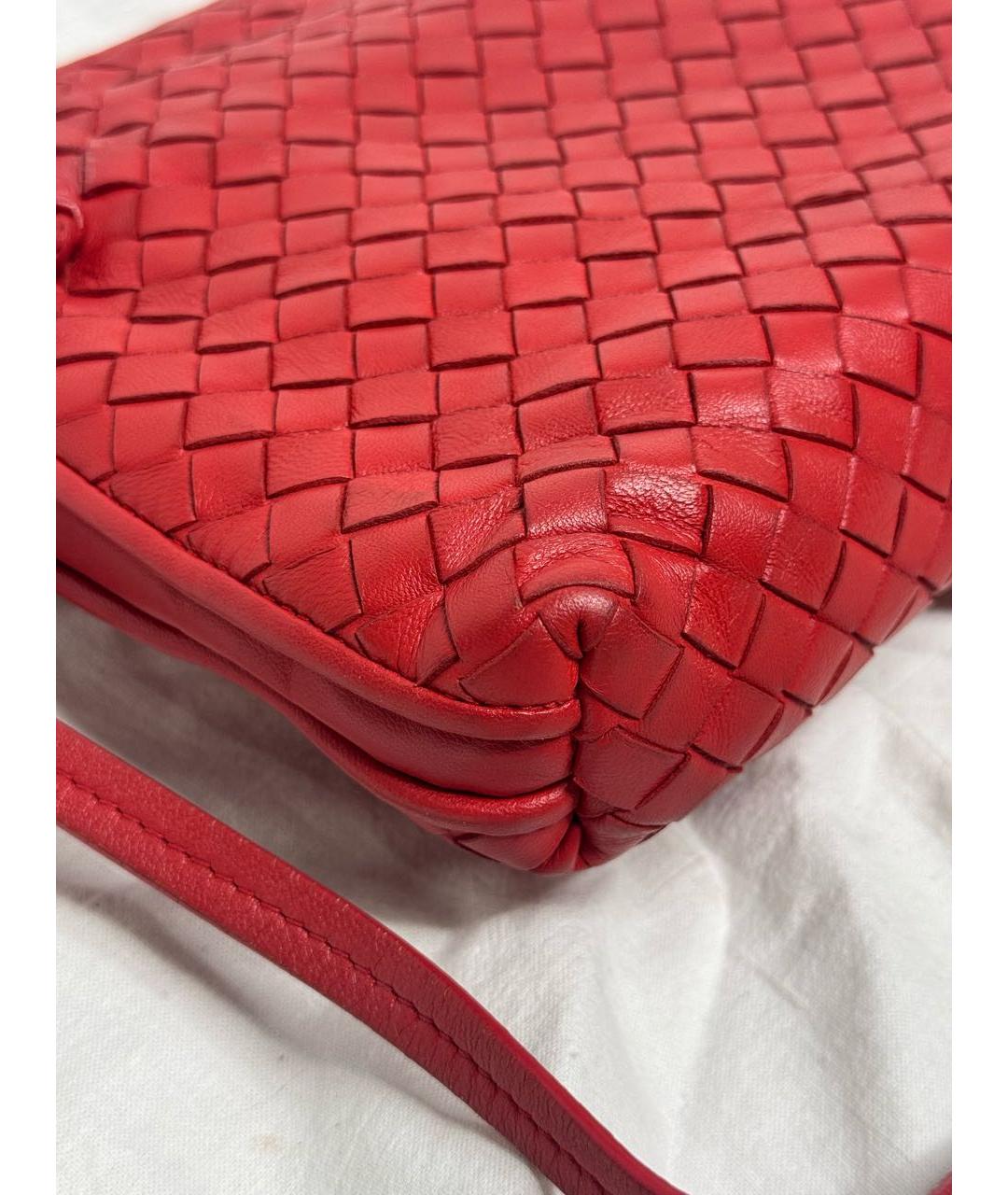 BOTTEGA VENETA Красная кожаная сумка через плечо, фото 4