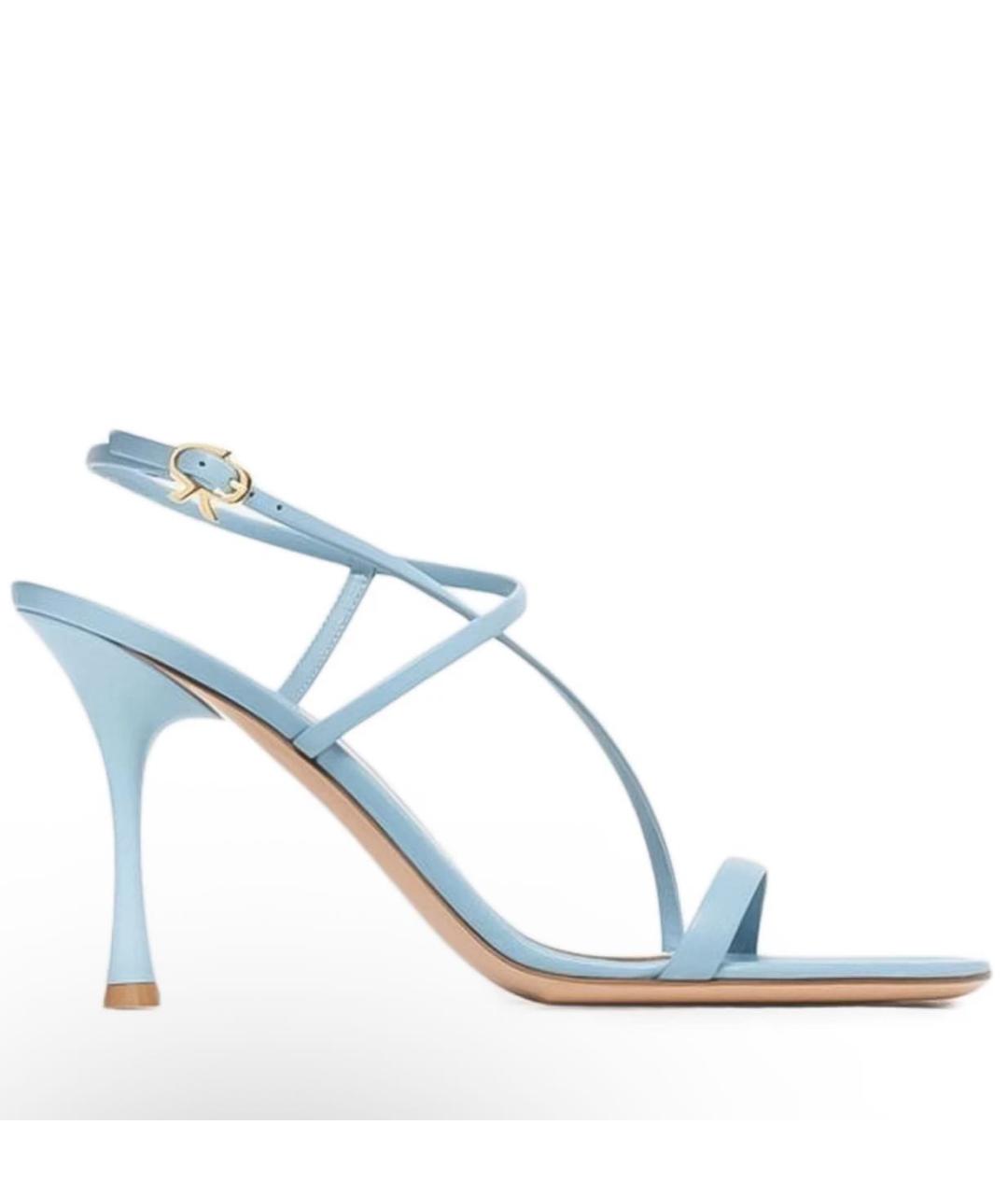 GIANVITO ROSSI Голубые кожаные босоножки, фото 1