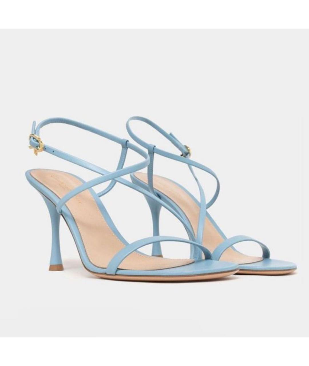 GIANVITO ROSSI Голубые кожаные босоножки, фото 3