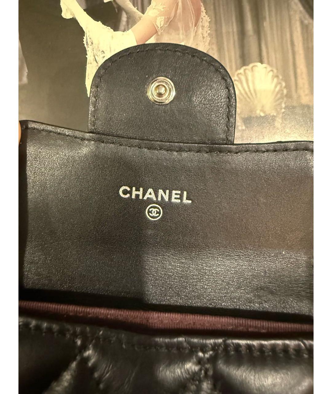 CHANEL Черный кожаный кошелек, фото 4