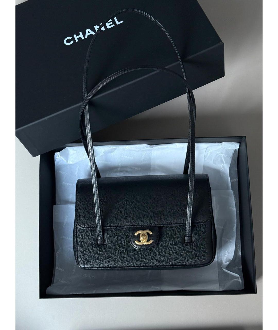 CHANEL Черная кожаная сумка через плечо, фото 5