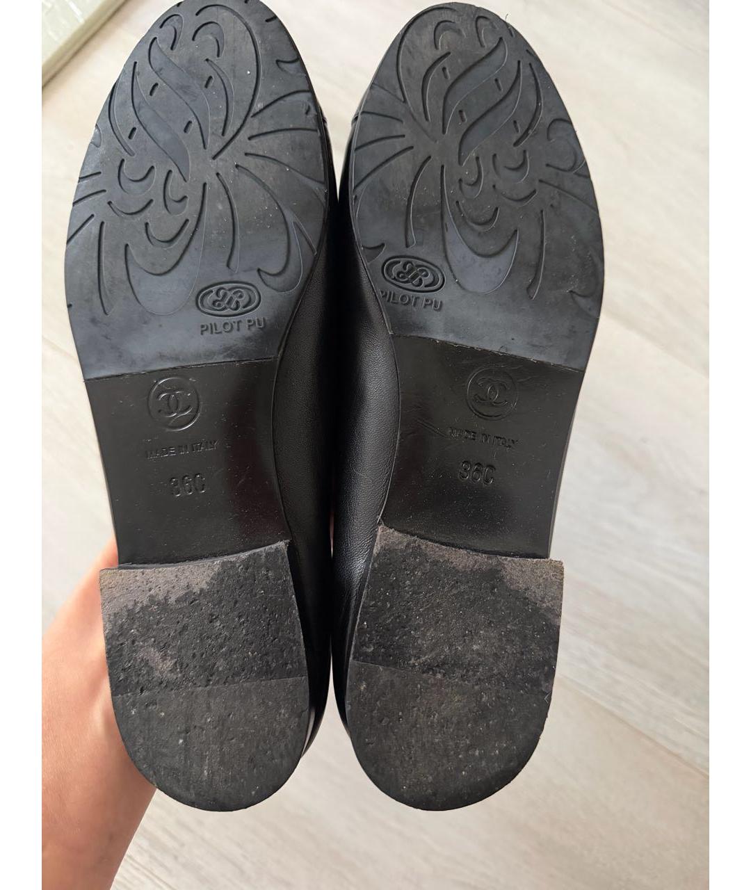 CHANEL Черные кожаные балетки, фото 3