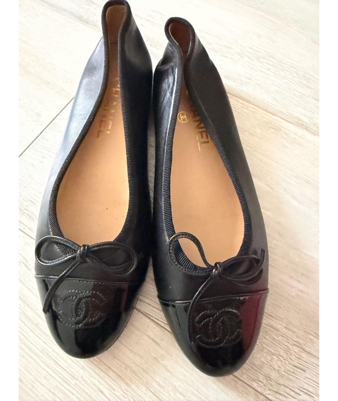 CHANEL Черные кожаные балетки, фото 2
