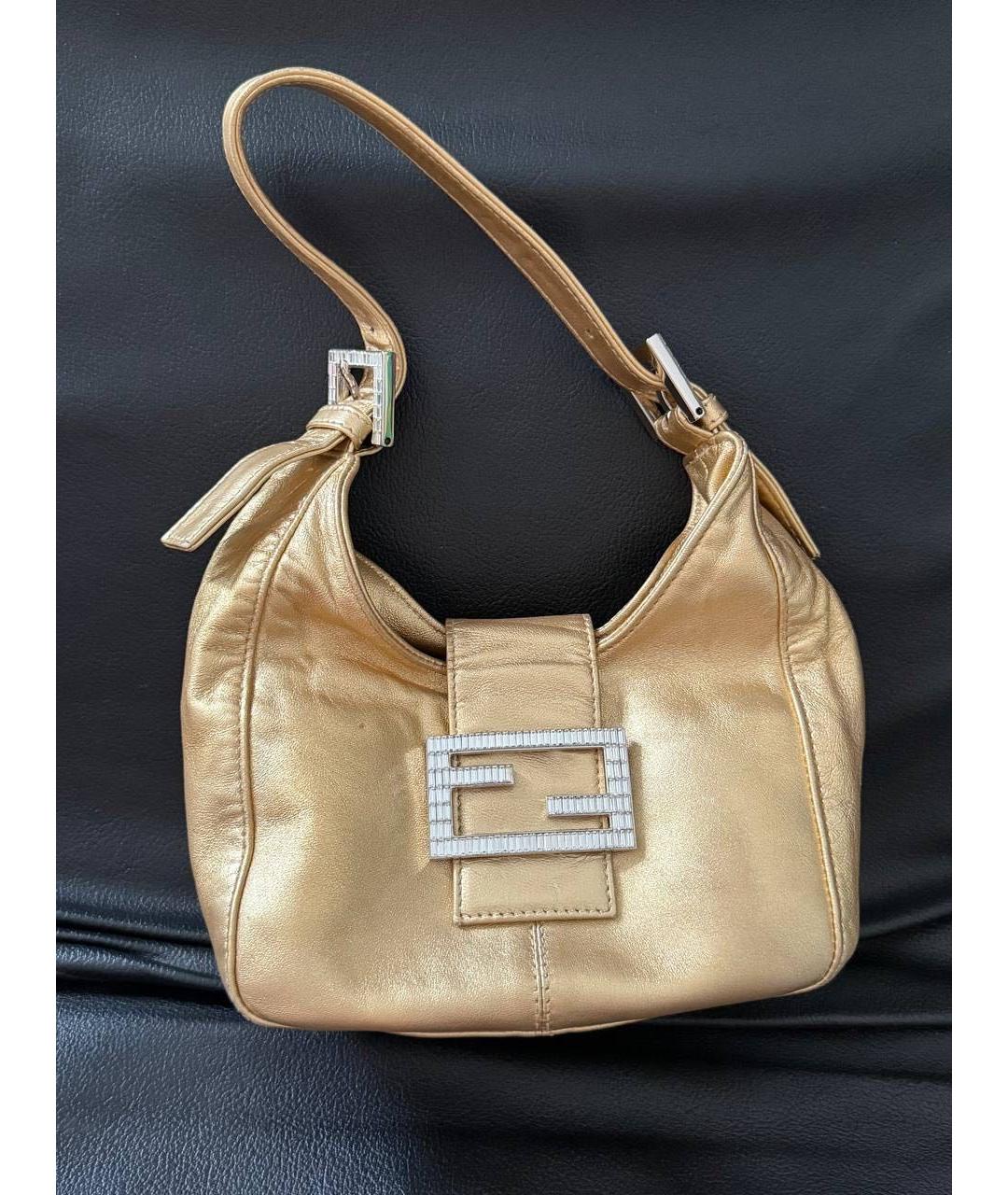 FENDI Золотая кожаная сумка через плечо, фото 7