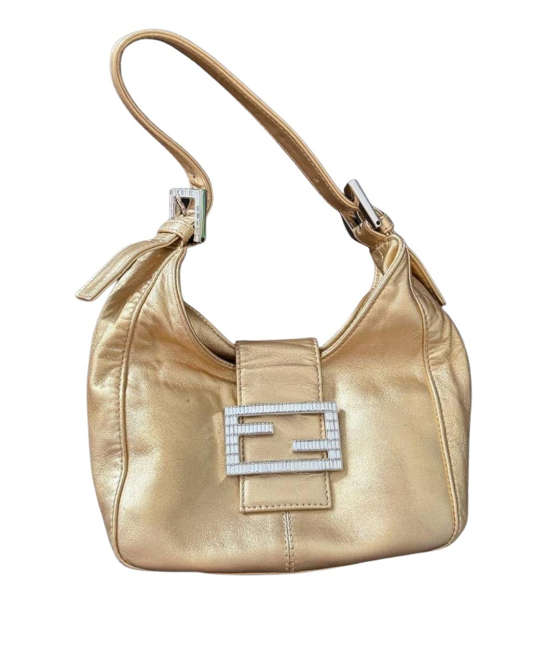 FENDI Золотая кожаная сумка через плечо, фото 1