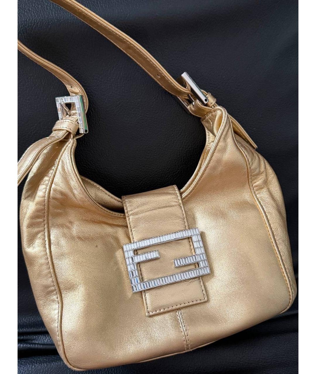 FENDI Золотая кожаная сумка через плечо, фото 2