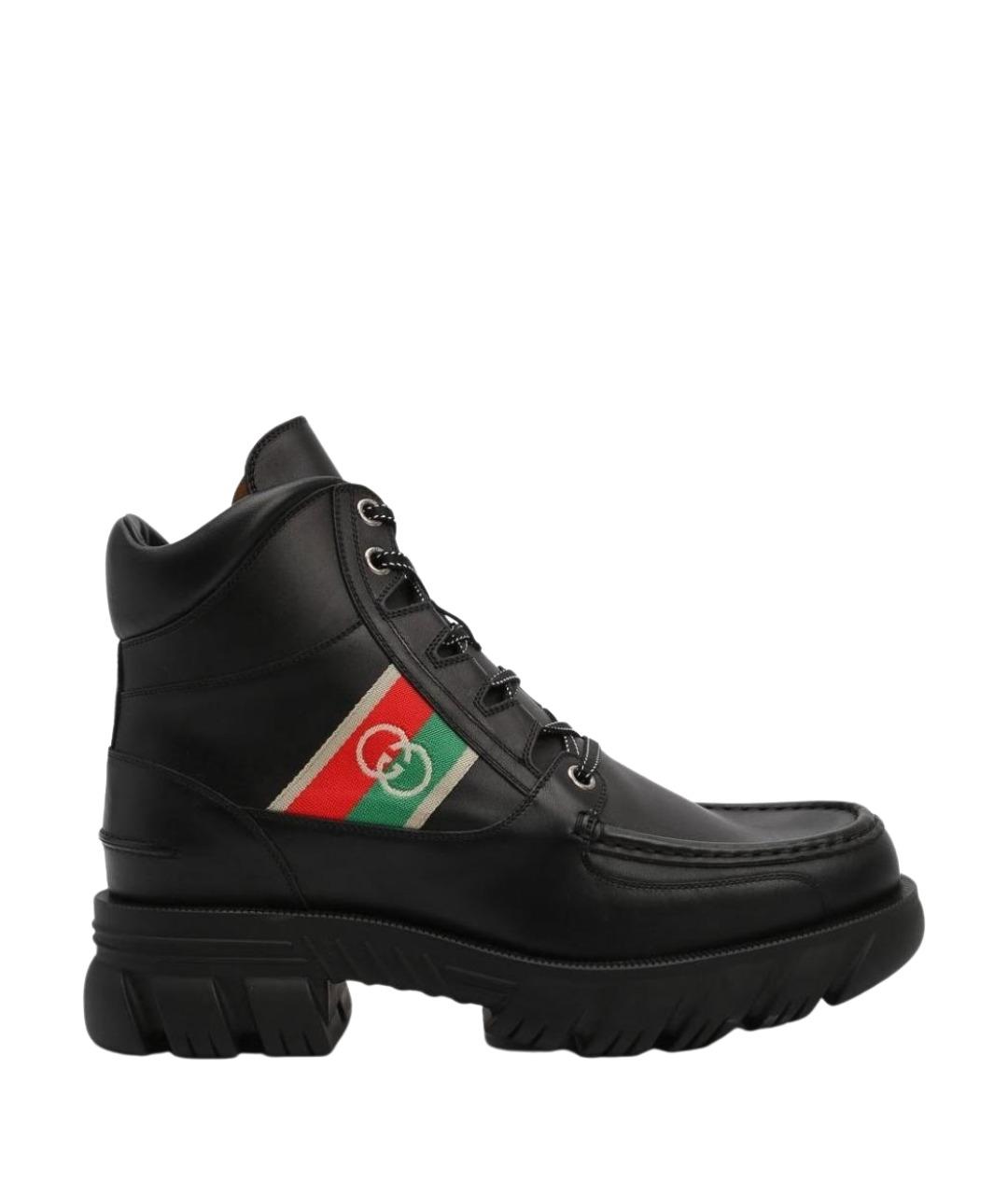 GUCCI Черные кожаные полусапоги, фото 1