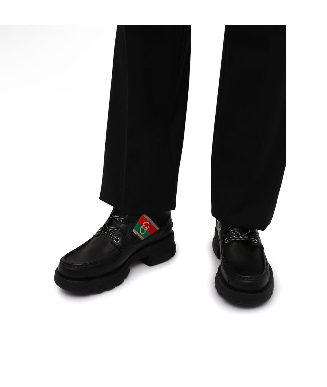 GUCCI Черные кожаные полусапоги, фото 5
