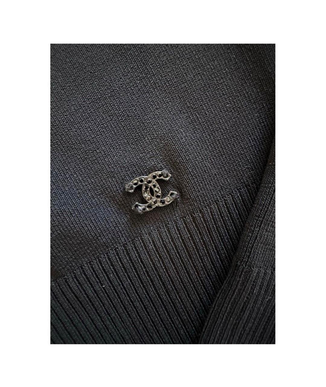 CHANEL Черный вискозный кардиган, фото 4
