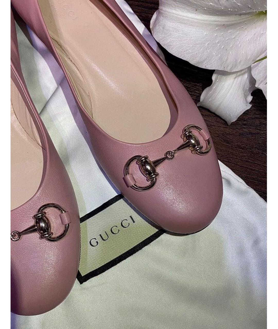 GUCCI Розовые кожаные балетки, фото 5