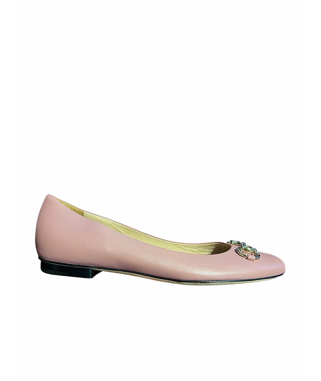 GUCCI Розовые кожаные балетки, фото 1
