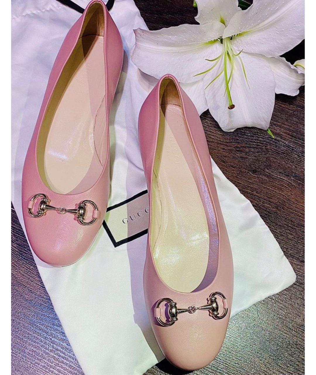 GUCCI Розовые кожаные балетки, фото 3