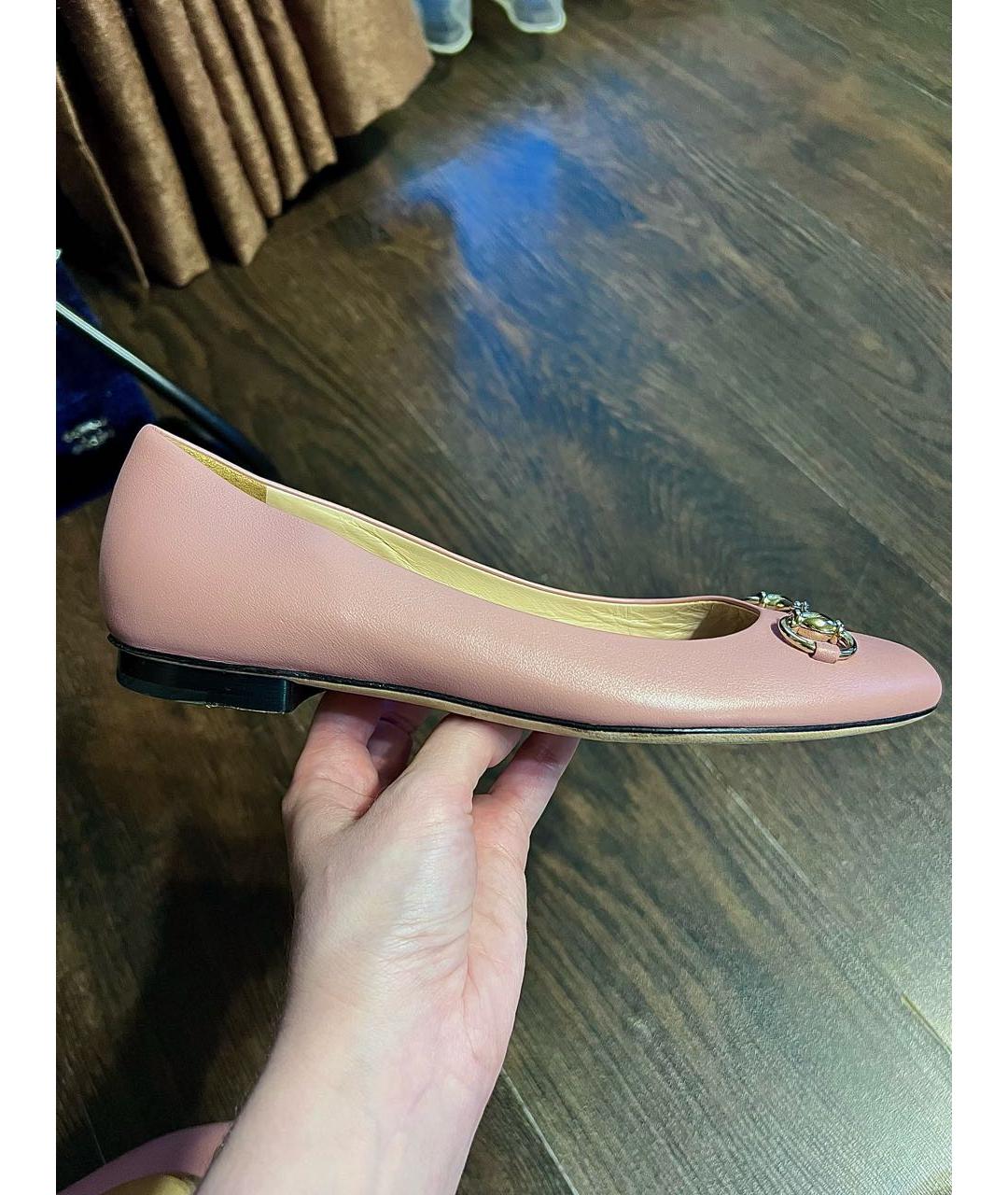 GUCCI Розовые кожаные балетки, фото 9