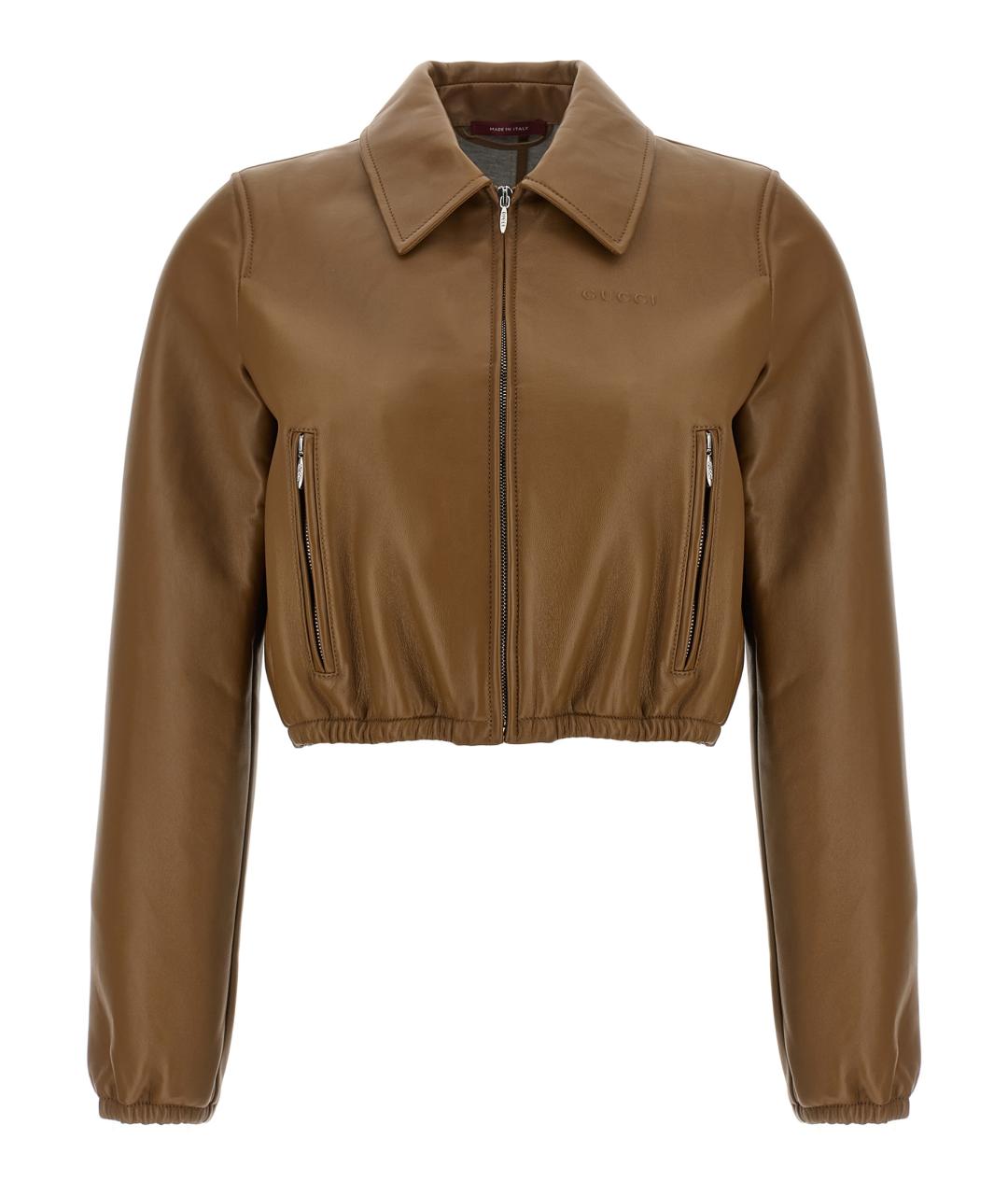 GUCCI Бежевая кожаная куртка, фото 1