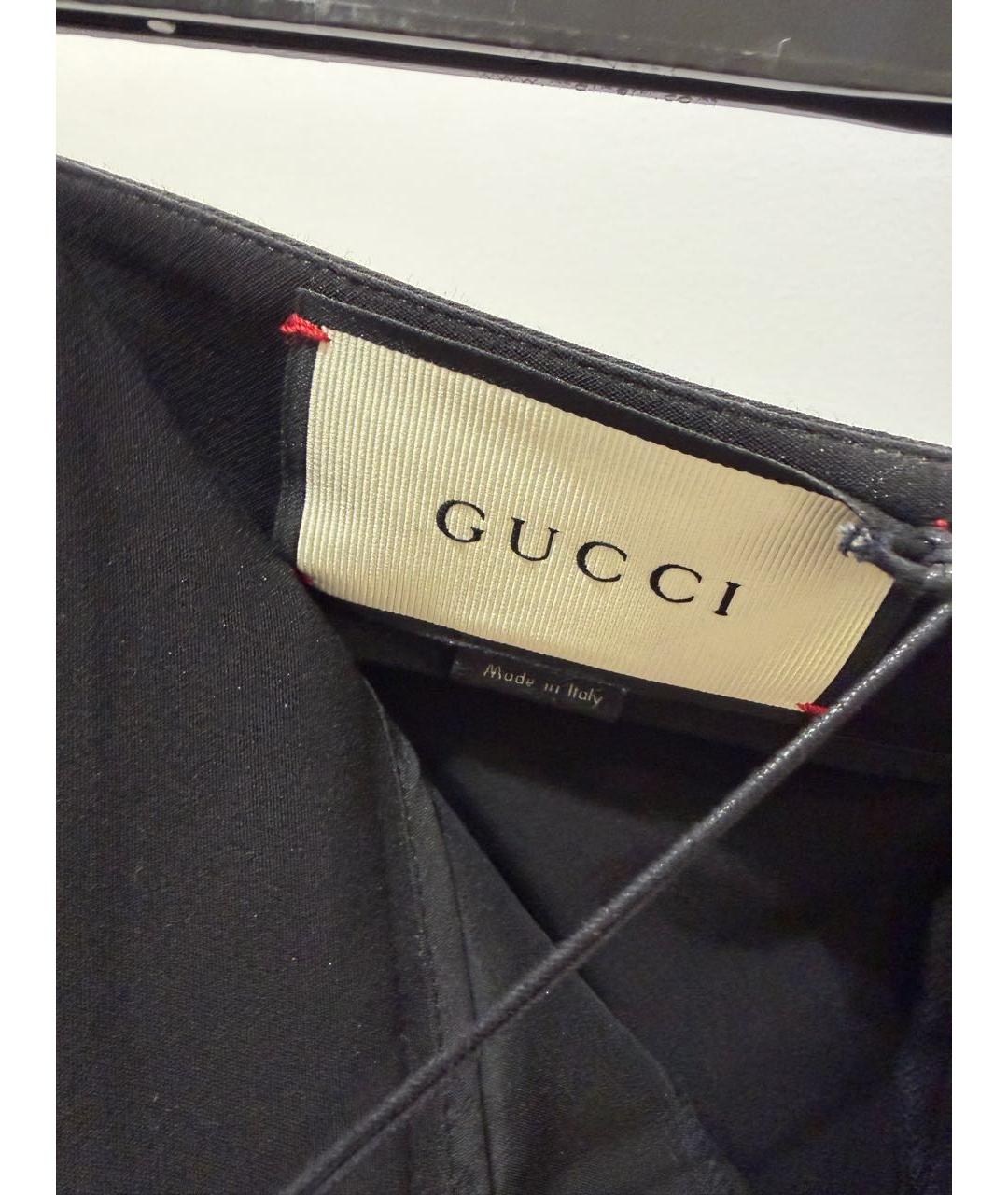 GUCCI Черные хлопко-эластановые прямые брюки, фото 4