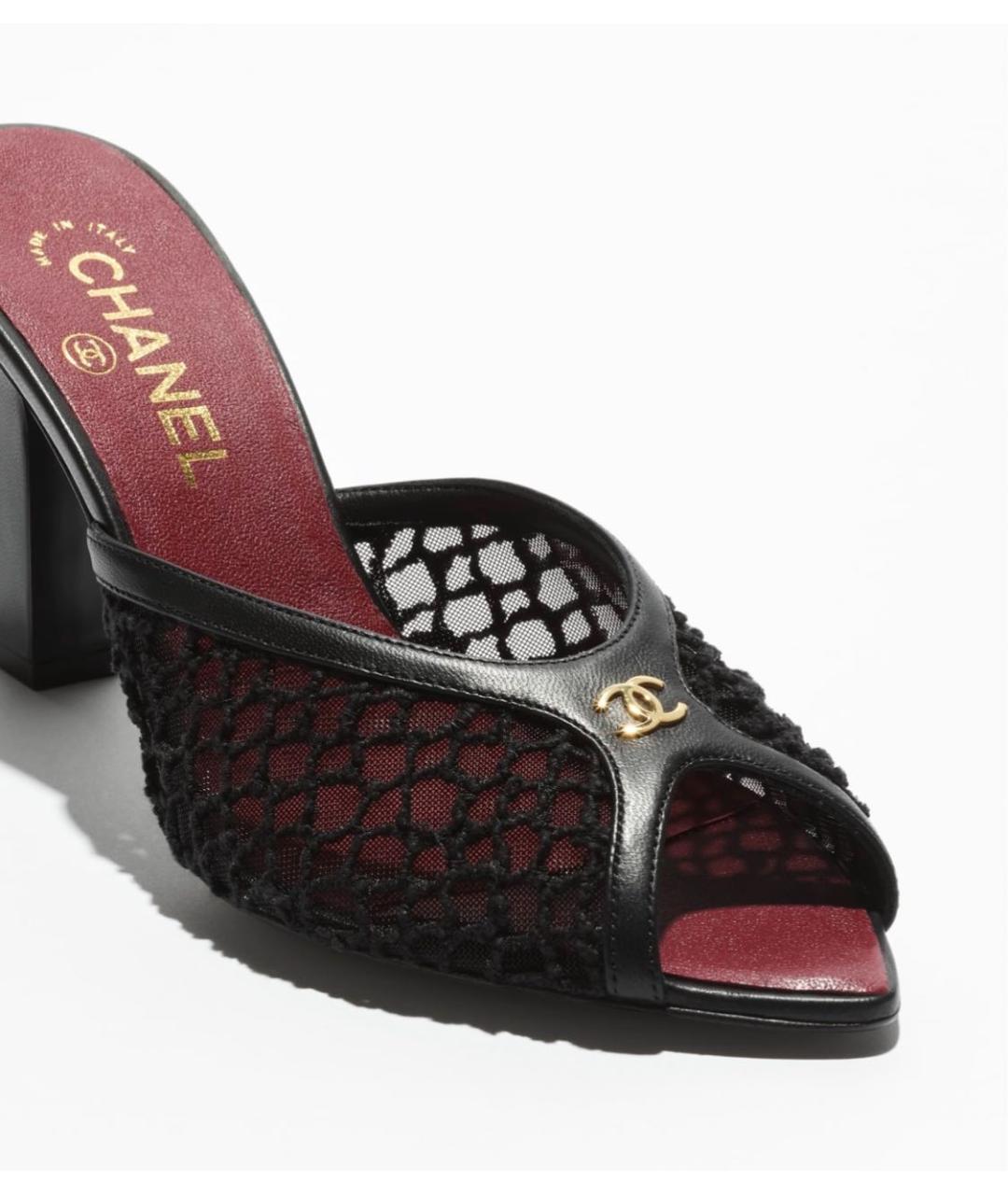 CHANEL Черные текстильные мюли, фото 4