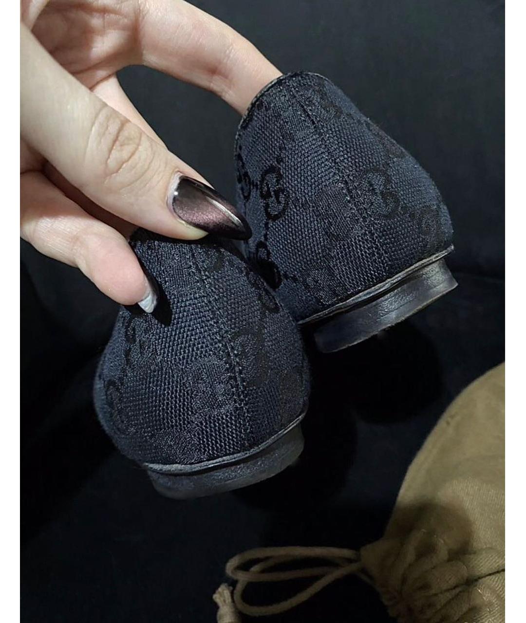 GUCCI Черные текстильные балетки, фото 4