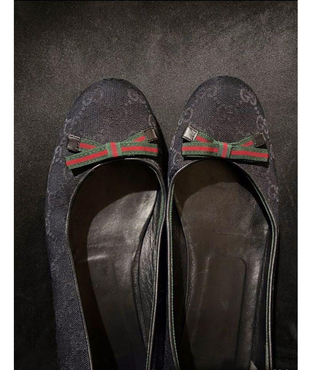 GUCCI Черные текстильные балетки, фото 3