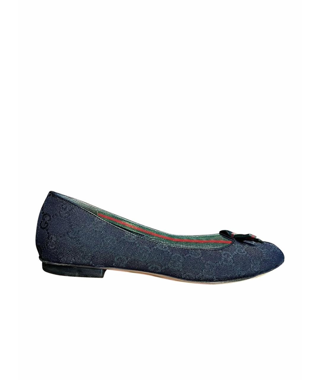 GUCCI Черные текстильные балетки, фото 1