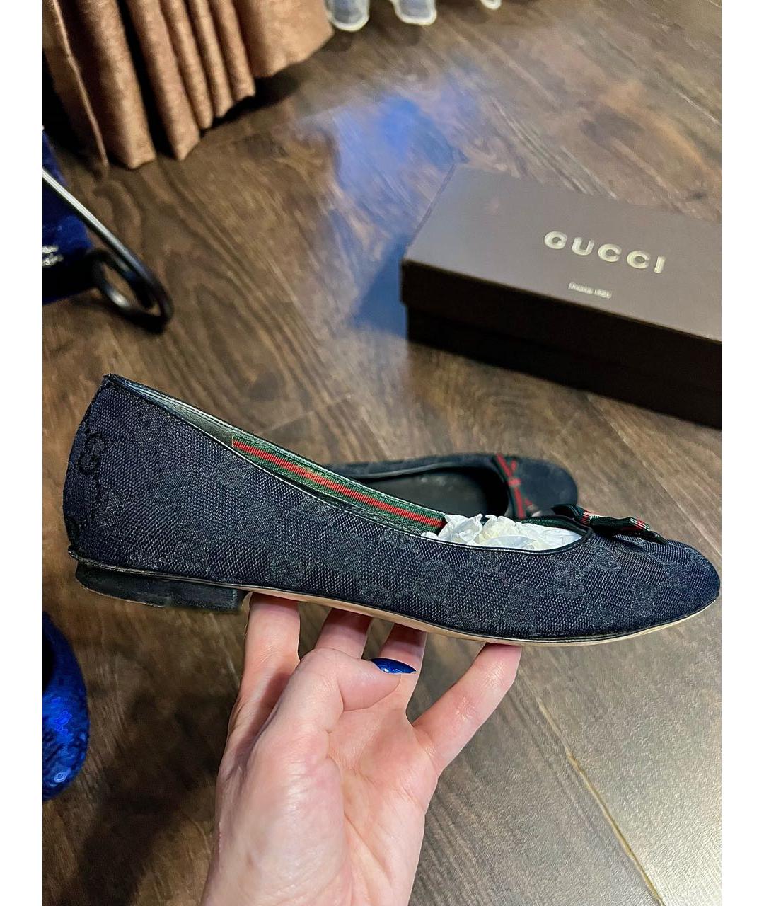 GUCCI Черные текстильные балетки, фото 9