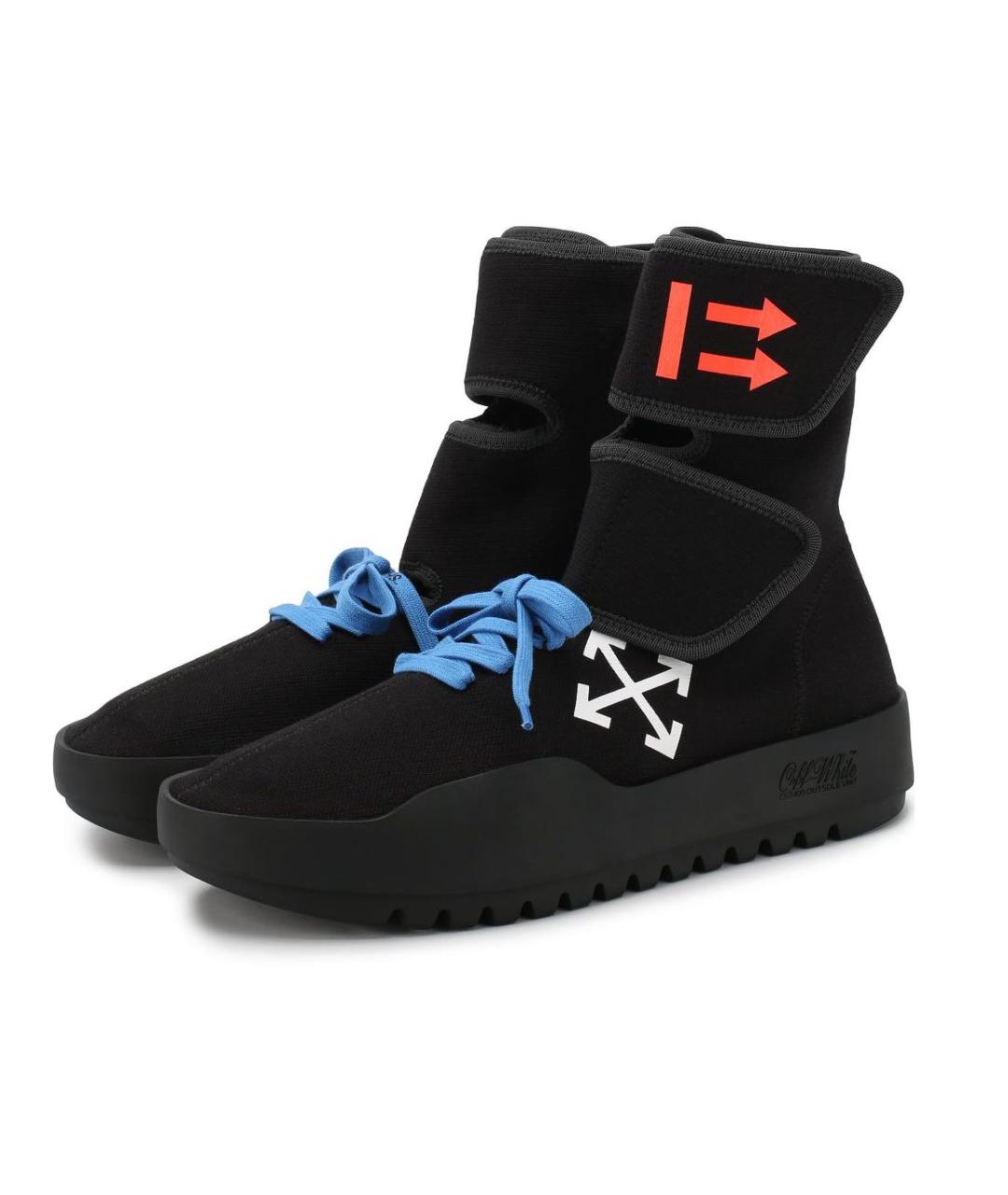 OFF-WHITE Черные текстильные высокие кроссовки / кеды, фото 4