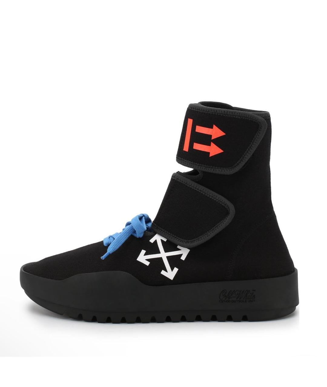 OFF-WHITE Черные текстильные высокие кроссовки / кеды, фото 5