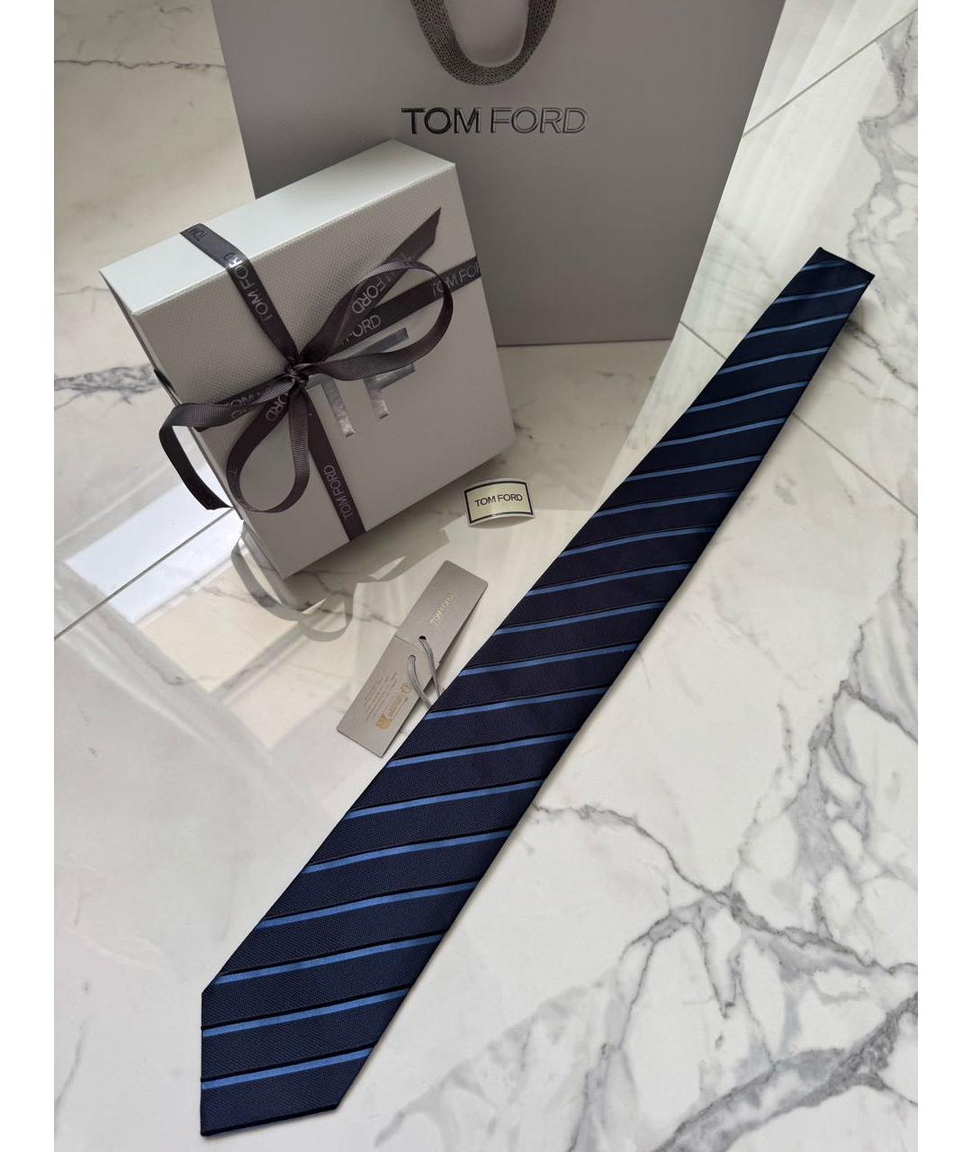 TOM FORD Темно-синий шелковый галстук, фото 8