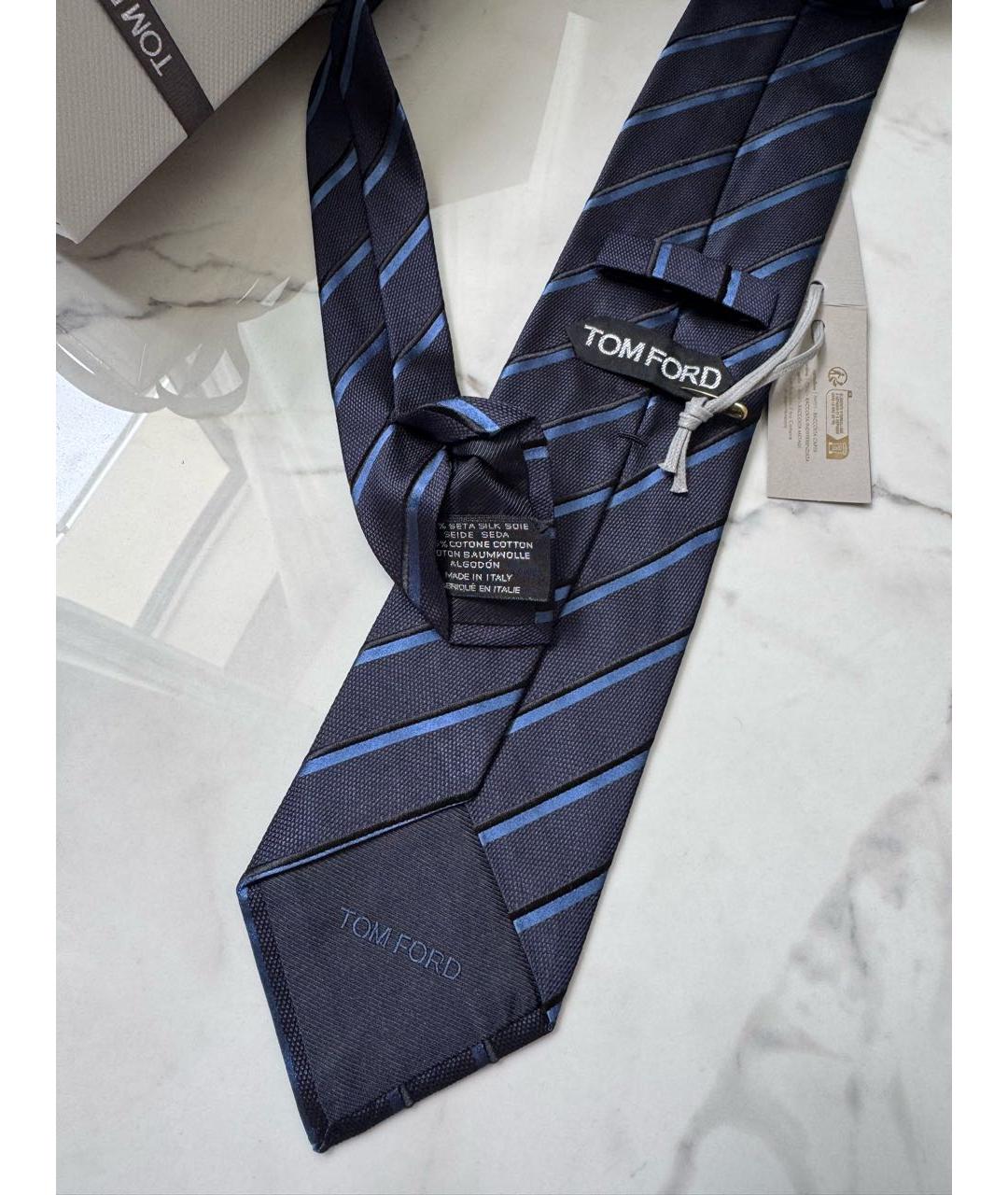 TOM FORD Темно-синий шелковый галстук, фото 5