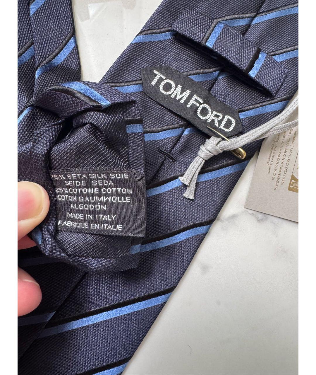 TOM FORD Темно-синий шелковый галстук, фото 4