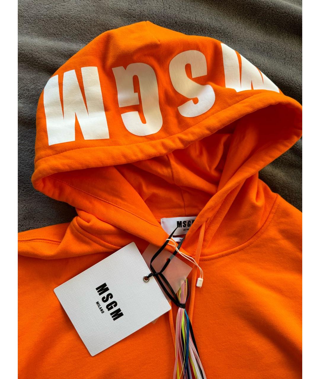 MSGM Оранжевое хлопко-эластановое повседневное платье, фото 3